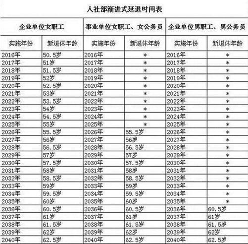 最新延迟退休政策一览表，深度解读及其影响分析